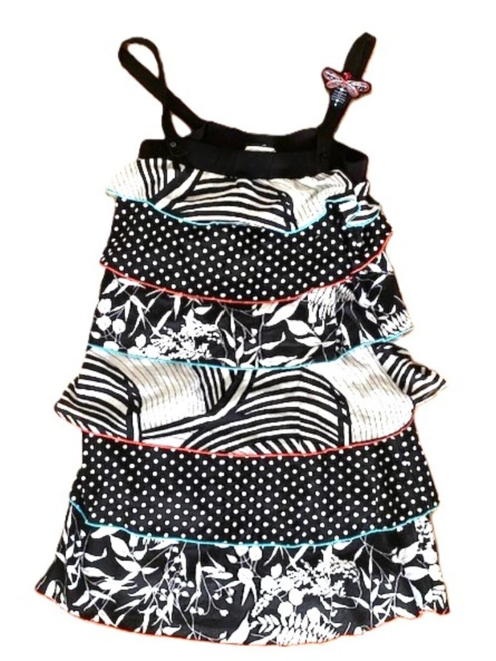 Vintage Y2K 00s 90s frilly layered multicolor cotton dress